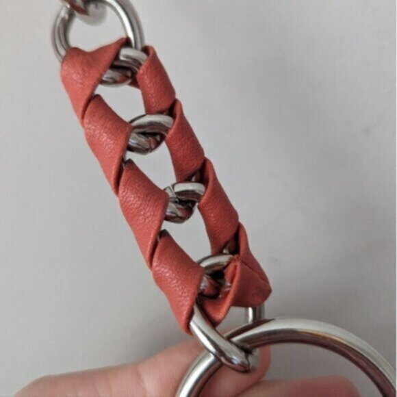 Large coral bow faux leather hobo bag - Picture 4 of 8